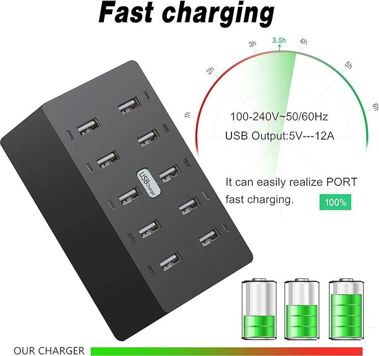 HUB USB 10 ports - fast charging - for iPhone, Samsung, etc