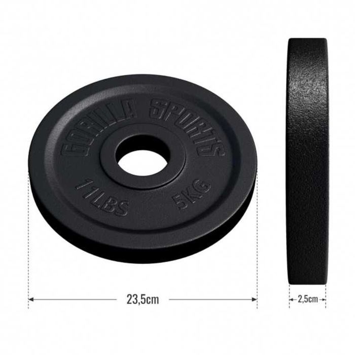 Disc Olimpic din fontă 50/51 mm Negru de 5kg