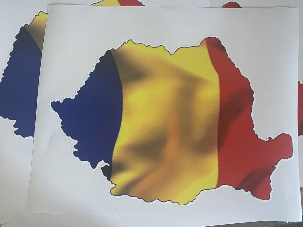 Steag forma Romania sticker 40 x 22 / Autocolante / Print Vitrine