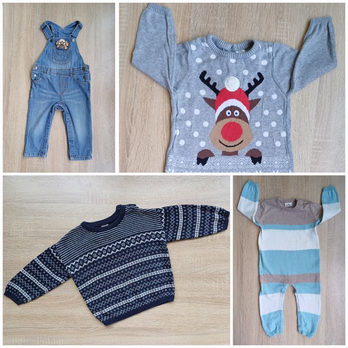 Лот бебешки гащеризони 68-74- Коледни, H&M , с вълна