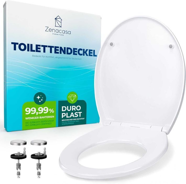 Capac WC oval Zenacasa, duroplast, inchidere lenta, alb