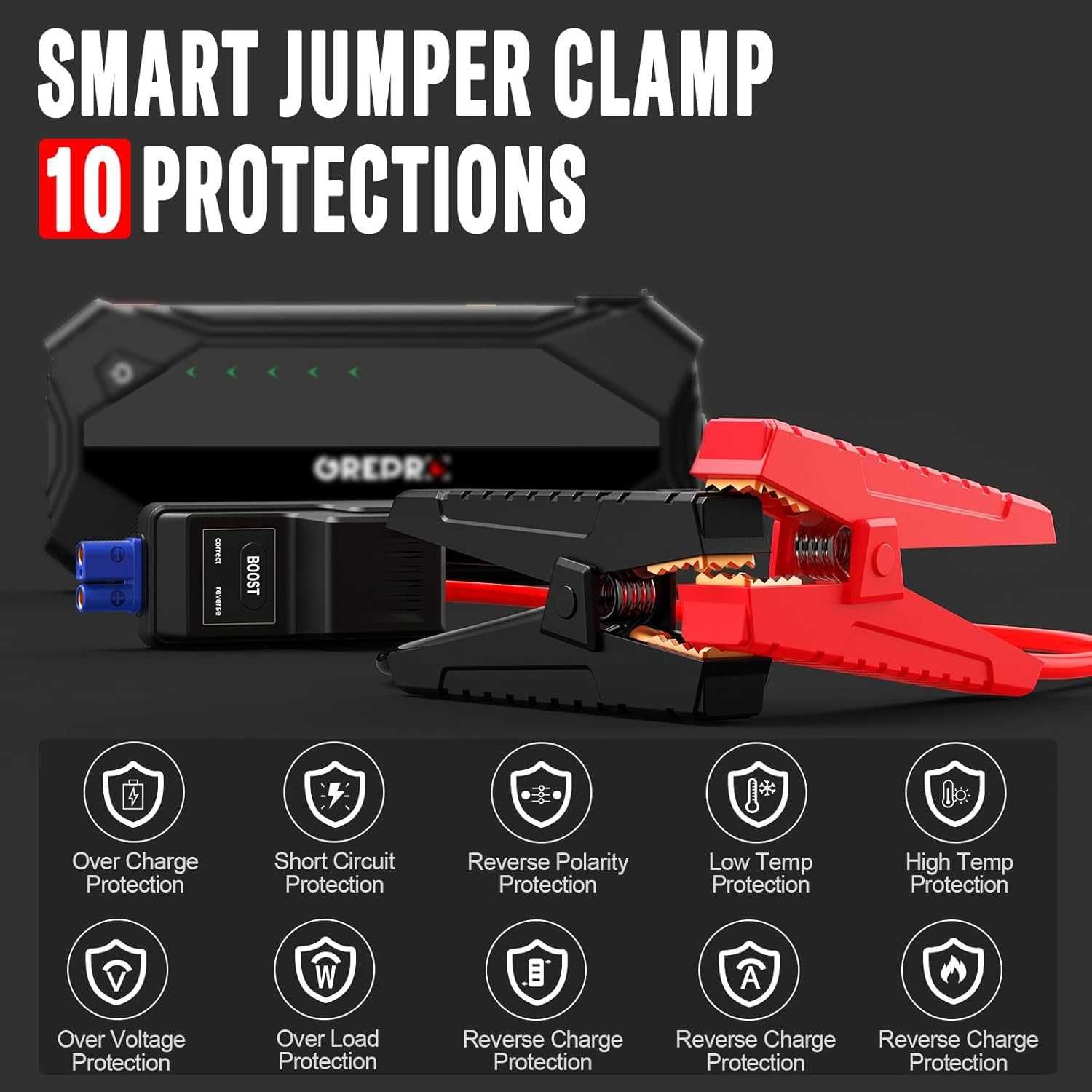 GREPRO 3000A бустер за подаване на ток Jump Starter/Power Bank /LED
