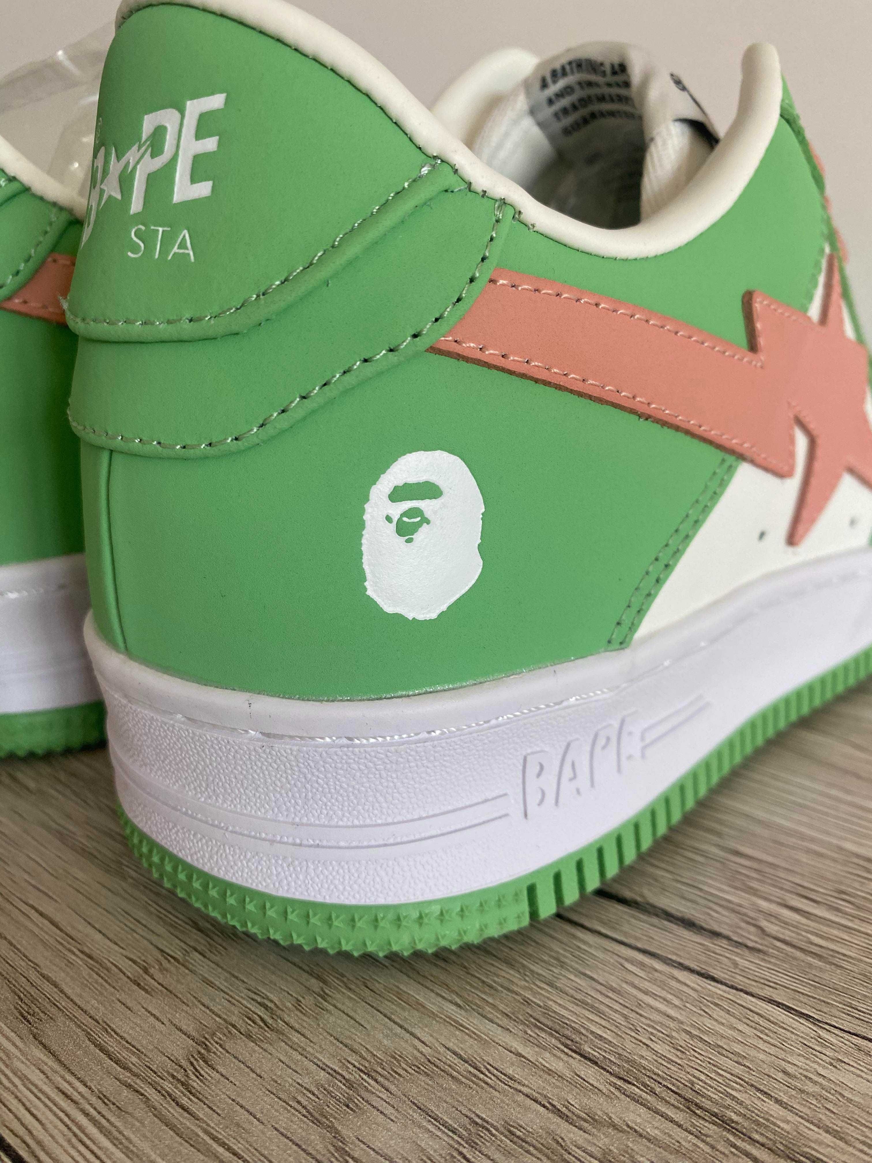 A Bathing Ape Bape Sta Patent Leather Green White