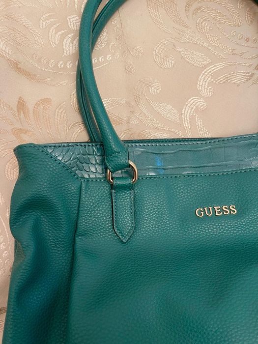 Geanta mare originala Guess turcoaz