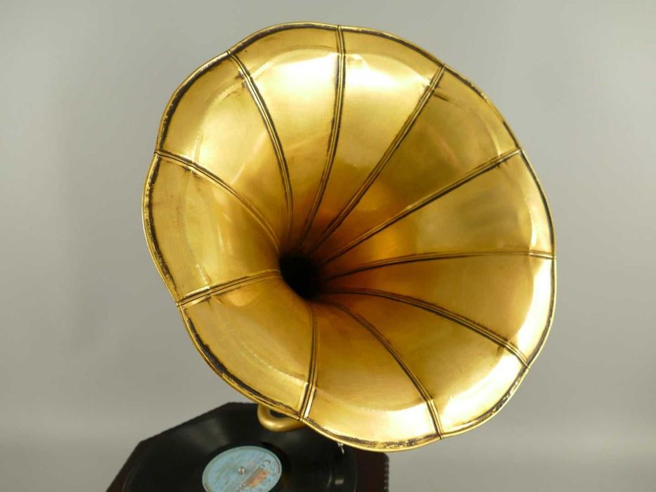 Gramofon octagonal, lemn, negru, H 66