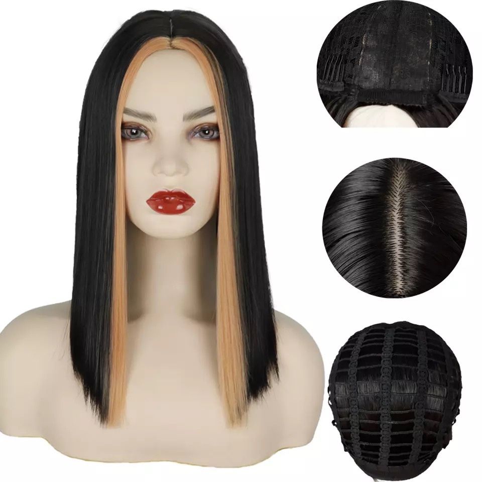 Peruca R157 Bruneta Negra Bob suvite blonde blonda scurta par scurt