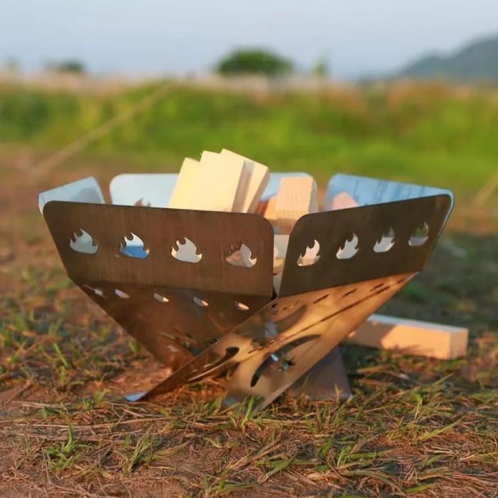 Складной походный мангал-очаг из нержавеющей стали