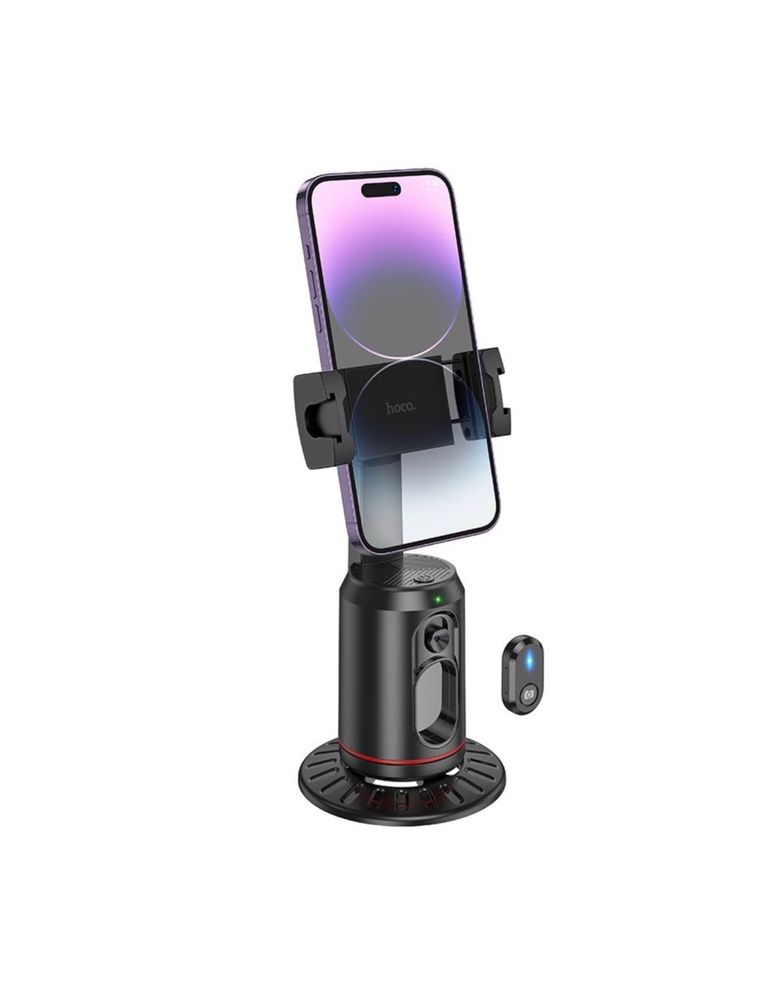 Suport Selfie Hoco cu Telecomanda Bluetooth Rotativ 360 Detectie Fata