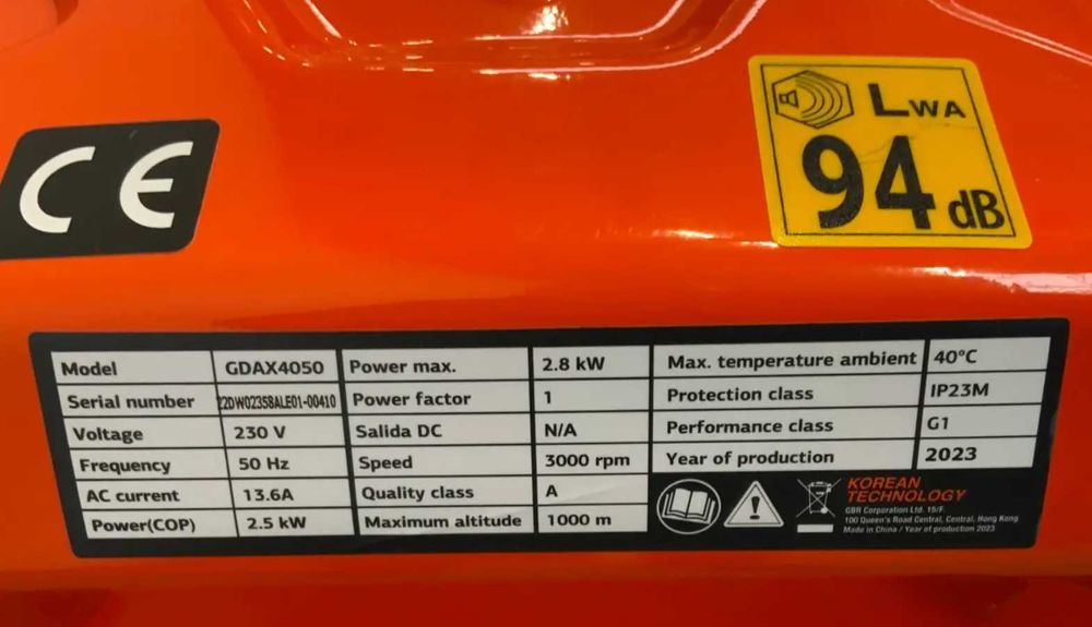 Generator 2,5 kw Motor inverter tip troler NOU Daewoo GDAX4050
