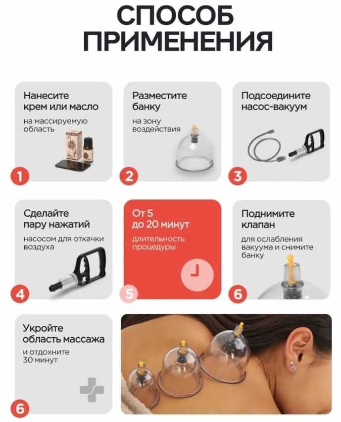 Массажные вакуумные банки с магнитами (набор 12шт)
