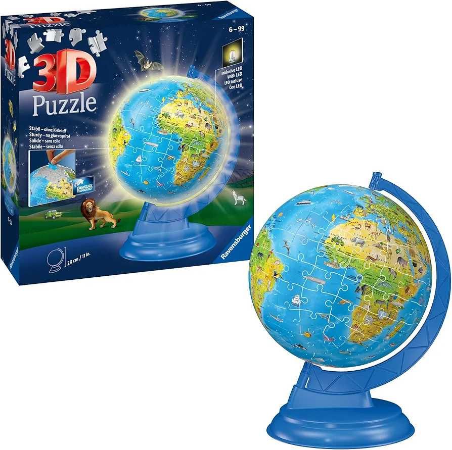 Светещ 3D Пъзел Ravensburger 180 ел. Детски глобус