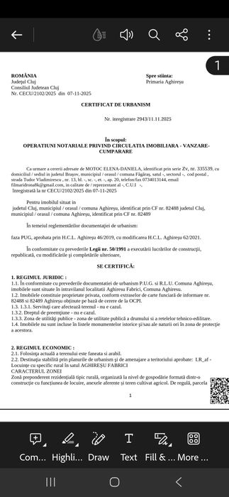 Teren Intravilan+Certificat Urbanism