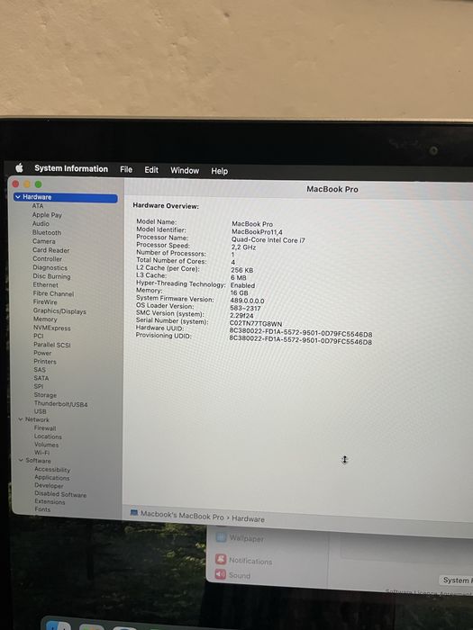 Laptop Macbook Pro i7 Mid 2015 Retina display 15inch