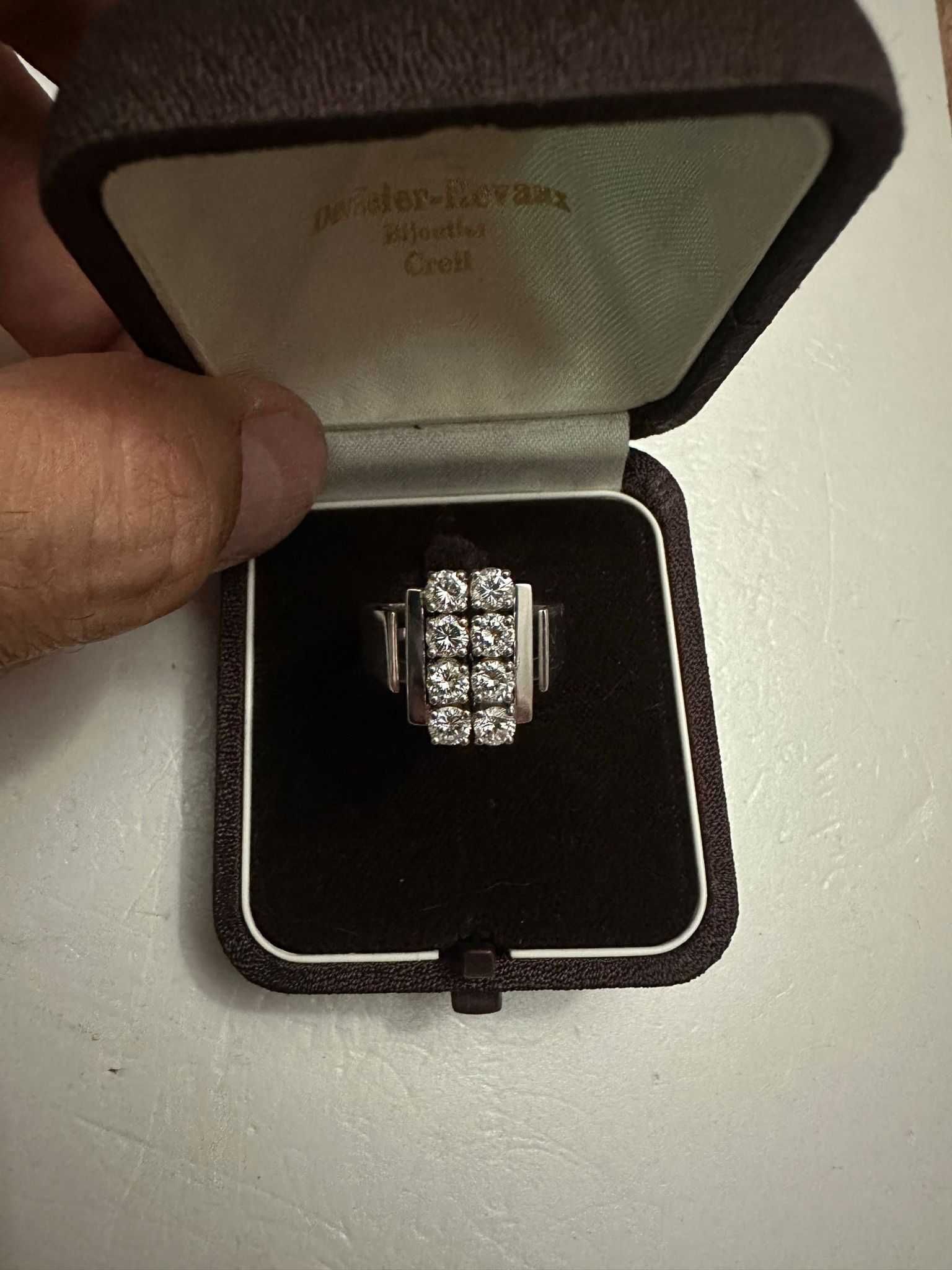 INEL AUR ALB 14K + 8 Diamante = 1.6CT - VVS1- Art Deco + Certificat !