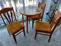 Кръгла трапезна разтегателна маса с четири стола, налични 2 комплекта