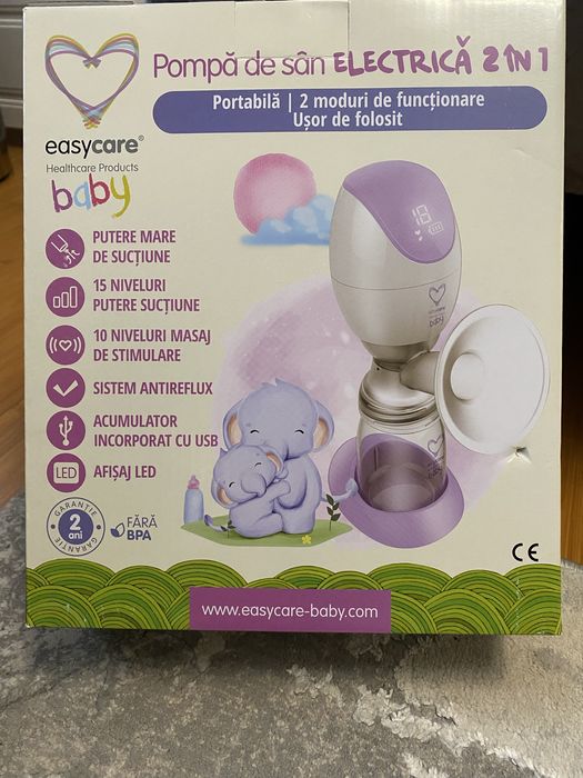 Pompa de sân electrica portabila Easycare 2 in 1 + cadou