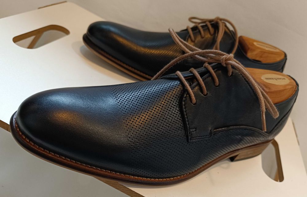 Pantofi derby 40 40.5 premium MInelli NOI piele naturala moale