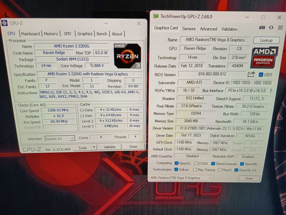 Kit esport gaming, AM4 Ryzen 3 2200g + placa baza Msi A320m Pro, Vega