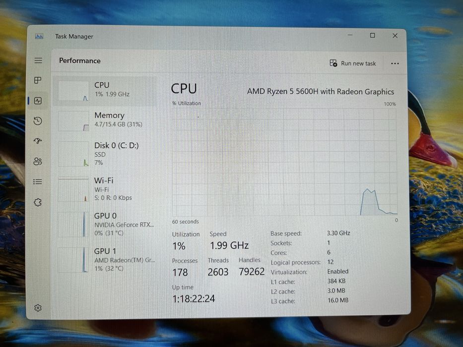 Геймърски лаптоп Gigabyte AMD Ryzen 5 5600H, Nvidia RTX 3060 6GB