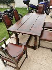 Традиционна Фламандска масивна дъбова маса със 6 стола!