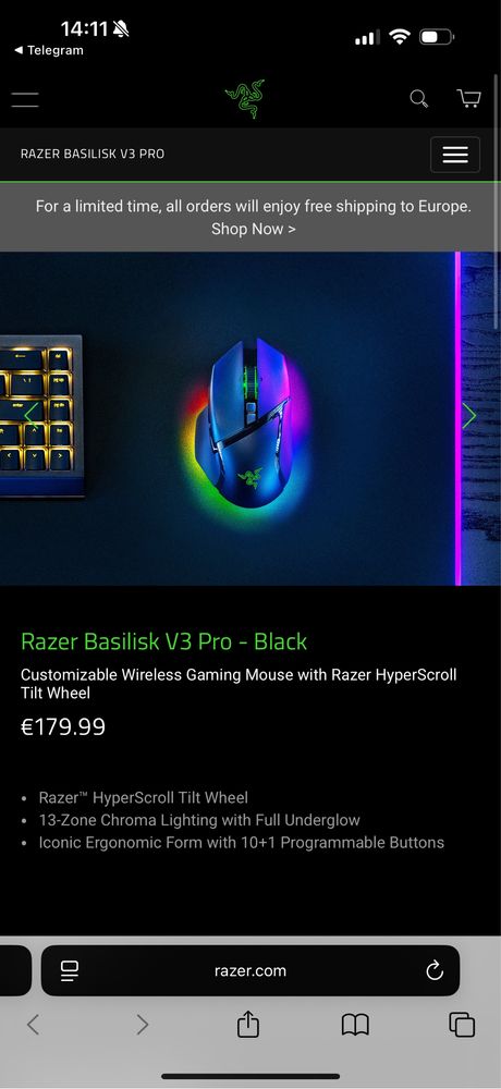Mouse Razer Basilisk V3 Pro Nou, Sigilat, Fără Garanție
