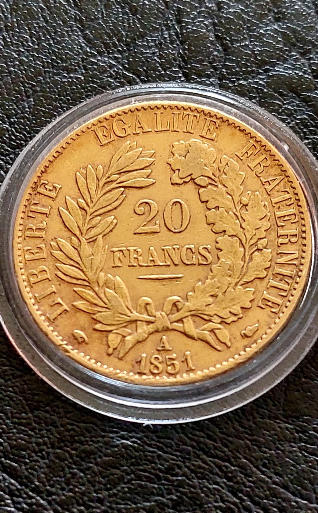 Monedă de aur Franta 20 franci 1851 A. CERES. De colecție! Rară.