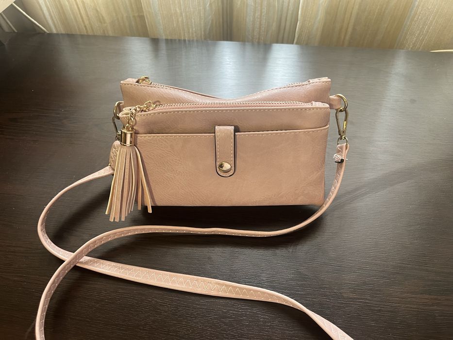 Дамска кожена чанта -пепел от рози
