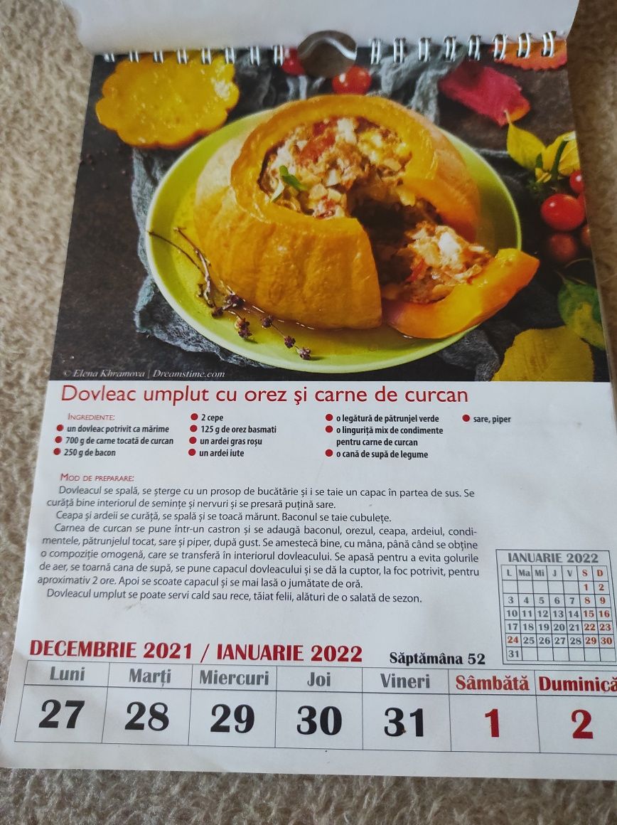 Calendar bucătărie 2022, Ciorbe și mancaruri  și Rețete din carne alba