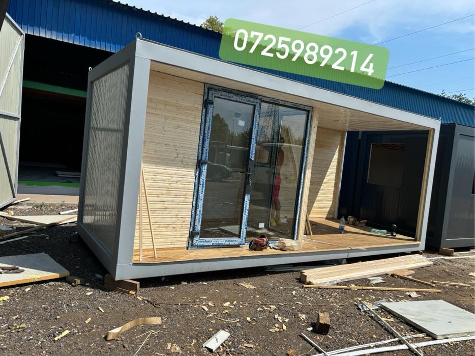 Container premium cu riflaj de lemn container tip terasa spalatori aut