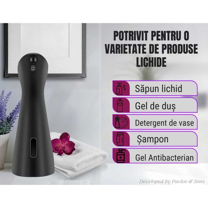 Dozator Automat de Sapun Lichid, cu Senzor Inteligent Touchless