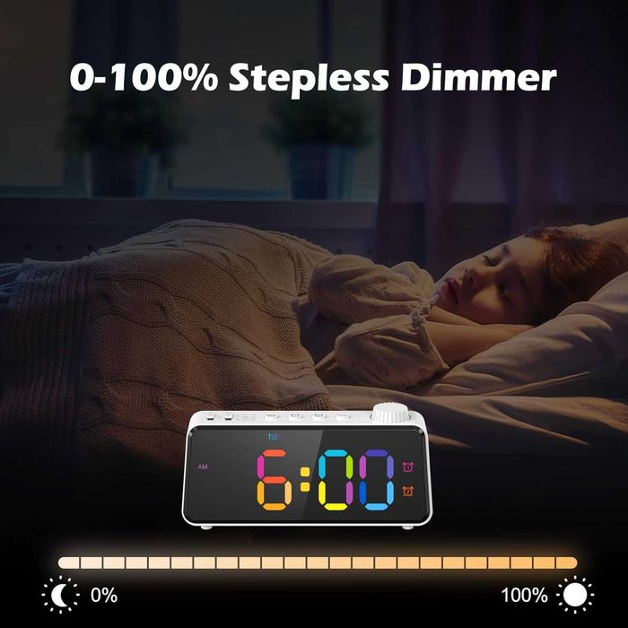 ANJANK Детски радиобудилник, цветен. дигитален с LED дисплей