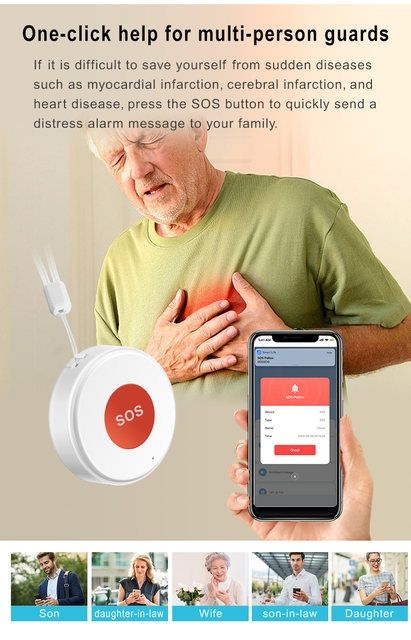 Tuya / Smart Life WiFi SOS (паник) бутон за деца, възрастни, охрана