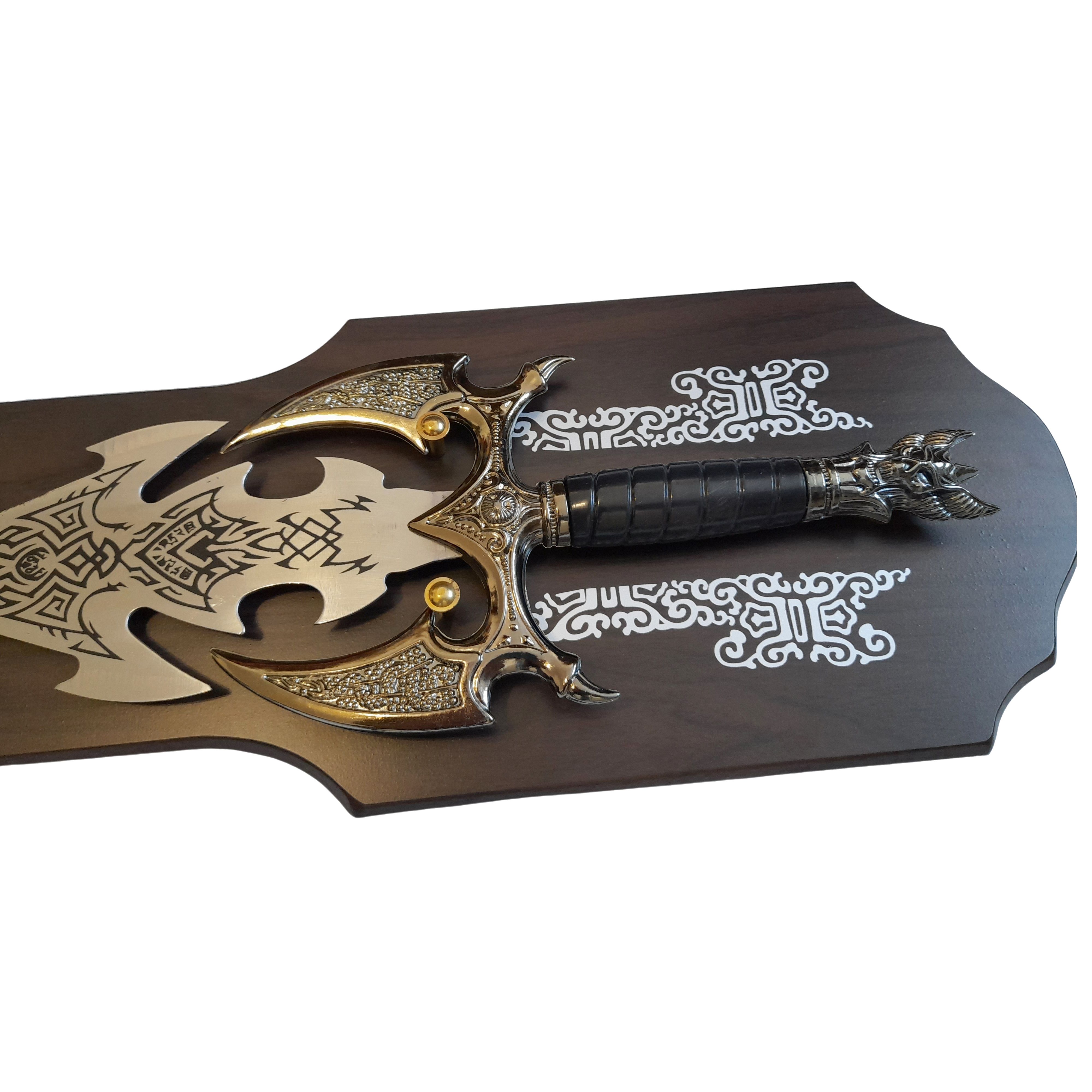 Sabie decorativa IdeallStore®, panoplie lemn, Dragon King, 99 cm, maro