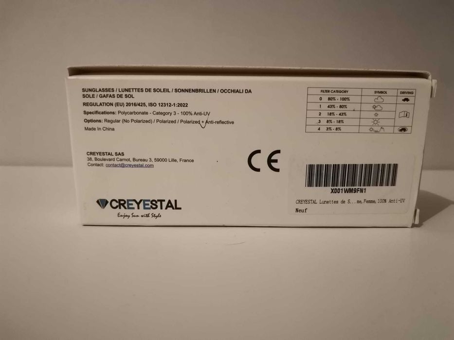 Ochelari de soare CREYESTAL, noi, cu toc si husa