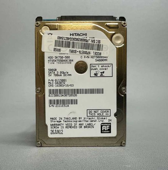 Жесткий диск 2.5" Hitachi Travelstar 5K750 500 Гб HTS547550A9E384