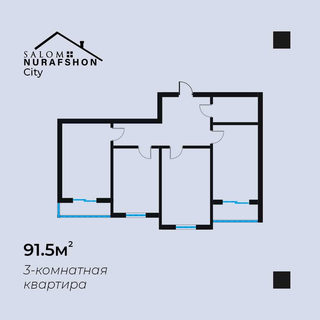 Salom Nurafshonda 3 xonali xonadonlar