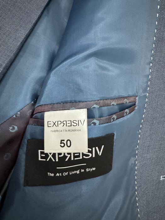 Costum bărbați Expresiv 50 albastru 2 piese, slim