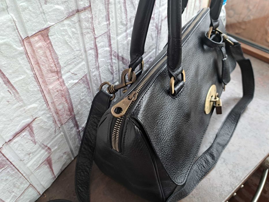 дамска чанта,Mulberry,черна кожена чанта-естествена кожа