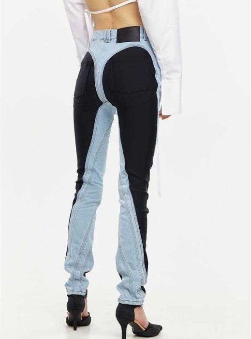 Корейски Дънки Есен 2025 Висока Талия Пачуърк Вталени Разтегаеми Модел