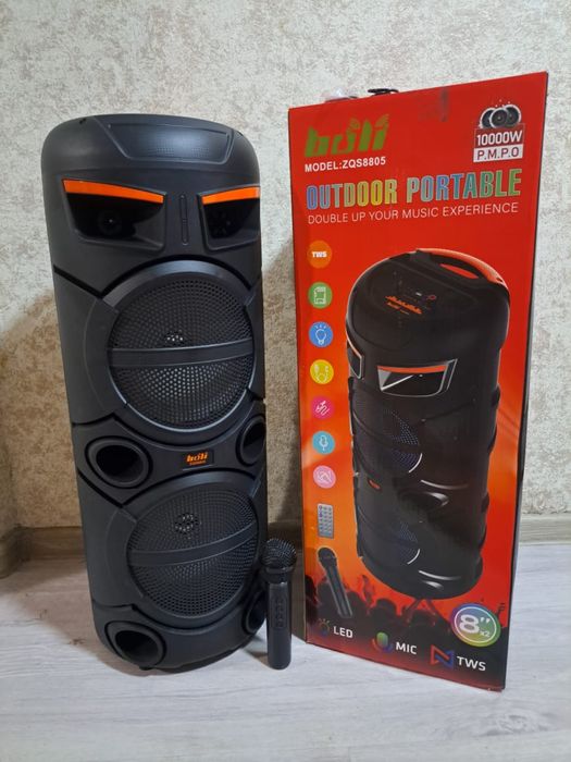 Портативная BLUETOOTH КОЛОНКА с беспроводным МИКРОФОНОМ, BULI 8805