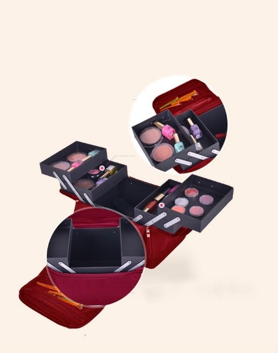 GEANTA COSMETICE valiza textila cu organizator Make-Up Beauty Case