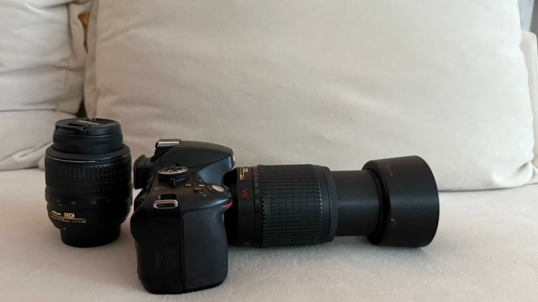 Nikon D5100 + обектив 18-55мм (китов) + обектив 55-200мм + аксесоари