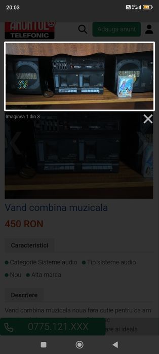 Vând combina muzicala