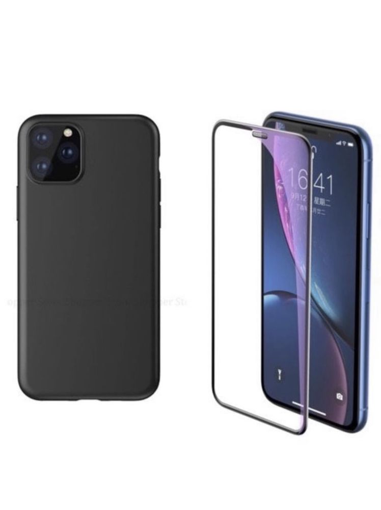 Husa Slim Silicon Tpu 0.3 si Folie Sticla Curbata Iphone 11 12 PRO MAX