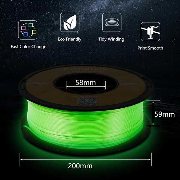 Светещ KINGROON PLA Filament GLOW IN DARK Филамент за 3D Printer