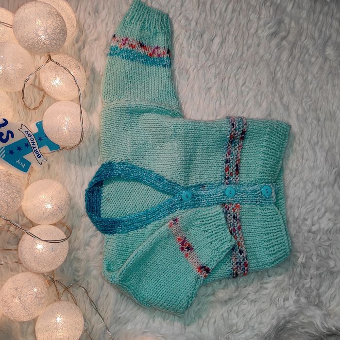 Pulover handmade unicat tricotat, 9-18 luni
