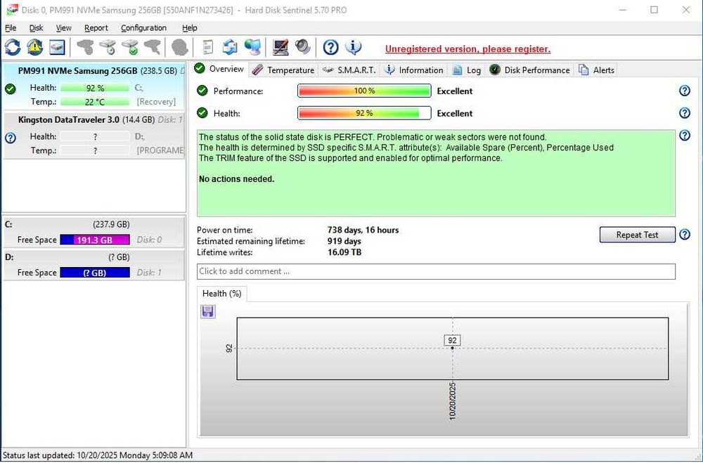 Samsung SSD PM991 256 GB PCIe 3.0 x4, NVMe, M.2