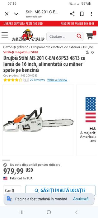 Drujba Stihl ms 201/C