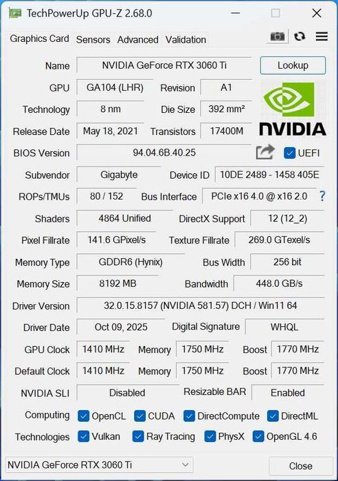 Nvidia RTX 3060Ti