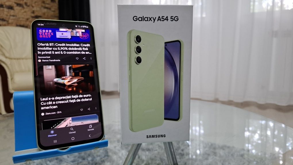 Samsung A54 - 5G awesome lime, impecabil, garantie iulie 2025